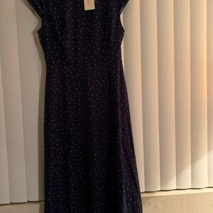 RIHOAS Navy Blue Maxi Dress with White Dots